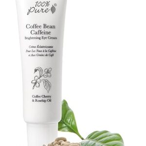 100% PURE Coffee Bean Caffeine Eye Cream Refresh & Hydrate Under Eye Treatment Reduce Puffiness, Dark Circles, Wrinkles with Green Tea, Rose Hip, Vitamin E - Youthful Vibrant Eyes - Vegan - 1 oz