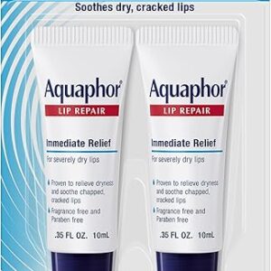 Aquaphor Lip Repair Ointment, Moisturizing Lip Balm Pack, Relieves Dryness, 0.35 Tube, Pack of 2