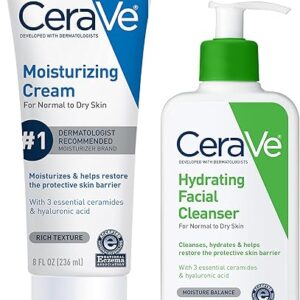 CeraVe Hydrating Skin Care Set, 8oz Moisturizing Cream & 8oz Hydrating Facial Cleanser, Ceramides + Hyaluronic Acid Moisturizer and Face Wash, Accepted by National Eczema Association