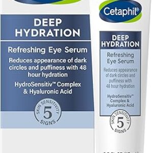 CETAPHIL Deep Hydration Refreshing Eye Serum, 0.5 fl oz, 48Hr Hydrating Under Eye Cream to Reduce the Appearance of Dark Circles, With Hyaluronic Acid, Vitamin E & B5 (Packaging May Vary)