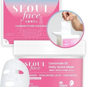 DERMAL Seoul Face Ceramide 3X Daily Quick Mask 36 Sheet – Korean Skincare Vegan Tencel Facial Masks - Intensive Moisturizing, Elasticity Mask Sheets with Hyaluronic Acid, Panthenol, Adenosine