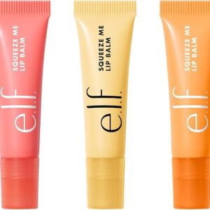 e.l.f. Squeeze Me Lip Balm Trio, Set of 3, Includes Strawberry, Vanilla Frosting & Peach