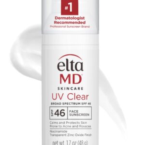 EltaMD UV Clear Face Sunscreen SPF 46, Oil Free Sunscreen with Zinc Oxide, Dermatologist Recommended Sunscreen