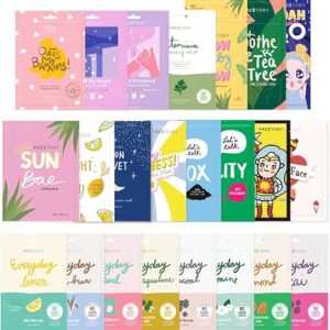 FACETORY K Beauty Face Mask Skin Care 23 COLLECTION Sheet Mask Set | Natural Premium Korean Face Mask For All Skin Types - No Sulfates No Parabens (23 pc)