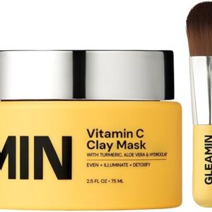 Gleamin Vitamin C Clay Mask for Dark Spots,10-Minutes Turmeric Clay Face Mask Skin Care, Deep Cleansing Pores - Facial Improves Uneven Tone, Post-Blemish, Visibly Brighten, Scarring & Texture - 2.5 Oz