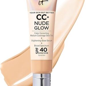 IT Cosmetics CC+ Nude Glow Lightweight Foundation + Glow Serum with SPF 40 - With Niacinamide, Hyaluronic Acid & Green Tea Extract - 1.08 fl oz
