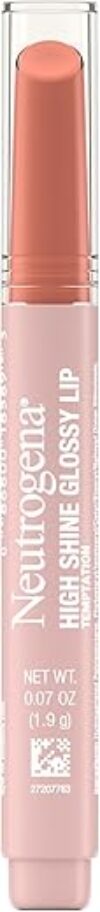 Neutrogena High Shine Glossy Lip with Maracuja Oil + Vitamins & Antioxidant Vitamin E, Nourishing Glossy Lip, Non-Retractable, Pigmented For Buildable Color, Temptation, 0.07 oz
