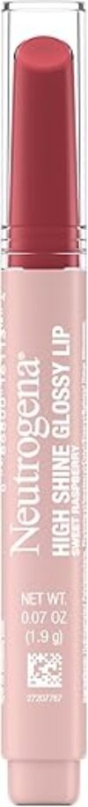 Neutrogena High Shine Glossy Lip with Maracuja Oil + Vitamins & Antioxidant Vitamin E, Nourishing Glossy Lip, Non-Retractable, Pigmented For Buildable Color, Sweet Raspberry, 0.07 oz