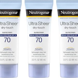 Neutrogena Ultra Sheer Dry-Touch Water Resistant and Non-Greasy Sunscreen Lotion with Broad Spectrum SPF 70, 3 Fl Oz (Pack of 1)