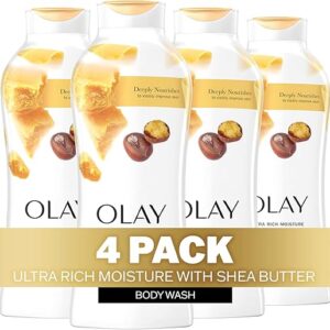 Olay Body Wash Ultra Rich Moisture for Women, Deeply Nourishes, Vitamin B3 Complex, Clinically Proven, Shea Butter Scent, 22 fl oz (Pack of 4)