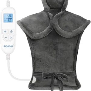 RENPHO Heating Pad for Back Pain Relief, Mothers Day Gifts for Mom, Birthday Gifts for Women Men Dad, FSA HSA Eligible, Neck and Shoulder Electric Heat Pad, Fast Heating, 24"x33", ETL Certified, Gray