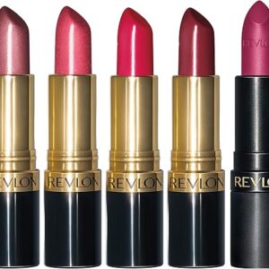 Revlon Super Lustrous 5-Piece Lipstick Gift Set, High Impact, Moisturizing, 460 Blushing Mauve & 430 Soft Silver Rose (Pearl), 775 Super Red & 777 Vampire Love (Cream), 025 Insane (Matte), 0.75 Oz