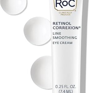 RoC Retinol Correxion Eye Cream Mini for Dark Circles & Puffiness, Daily Wrinkle Cream, Anti Aging Line Smoothing Skin Care Treatment, .25 Ounces